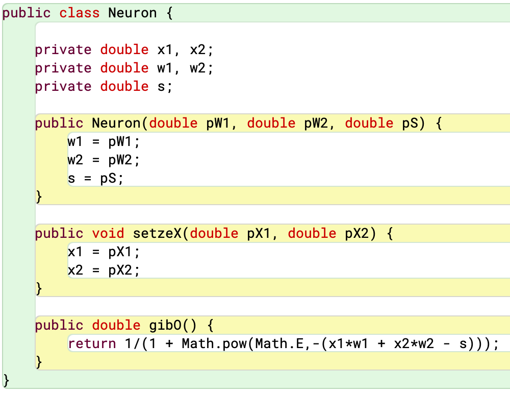 Javascript eines künstlichen Neurons