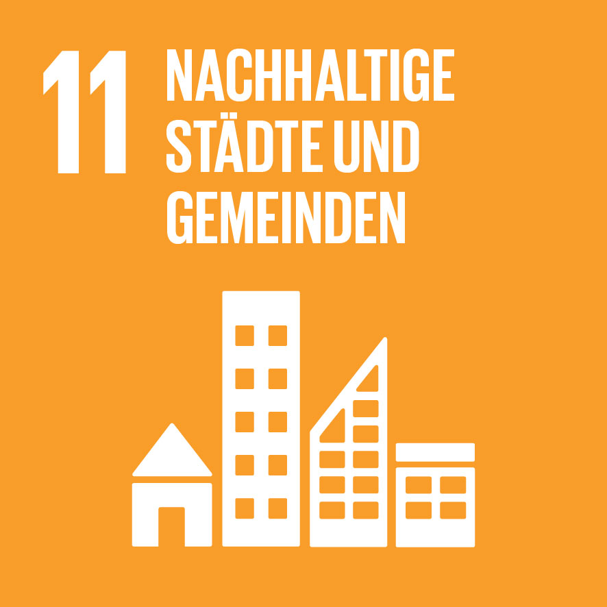 Logo des UN-Nachhaltigkeitsziels 11: Nachhaltige Städte und Gemeinden