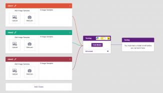 Screenshot of a PictoBlox program classifying dogs and cats