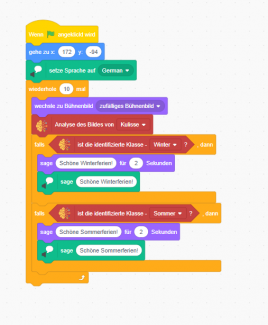 Ein Skript aus verschiedenfarbigen Programmierblöcken