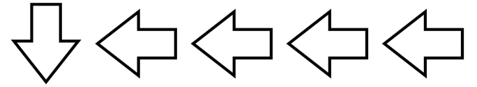 Eine Reihe von fuenf Pfeilsymbolen