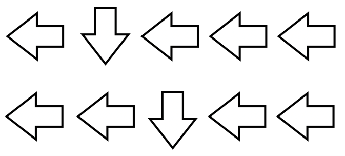 Zwei Reihen mit je fuenf Pfeilsymbolen